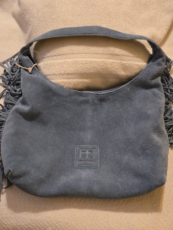 Haute Hippie Handbags - Haute Hippie Blue Suede Hobo Bag Fringe Shoulder Tote Purse New with Tags